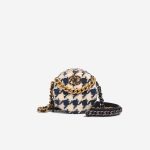 Chanel 19 Round Clutch Tweed White / Blue Front | Sell your designer bag
