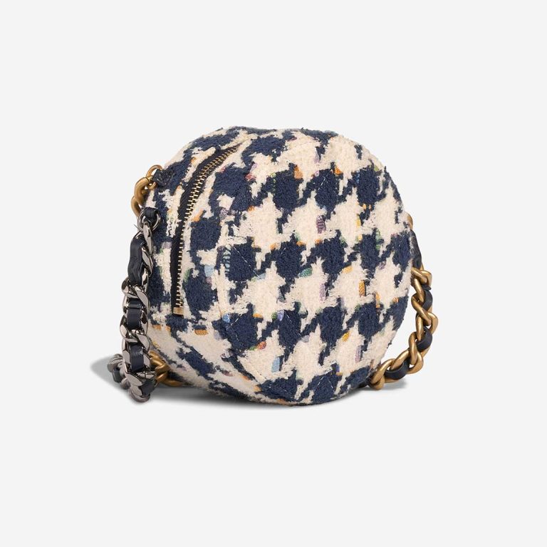 Chanel 19 Round Clutch Tweed White / Blue | Sell your designer bag