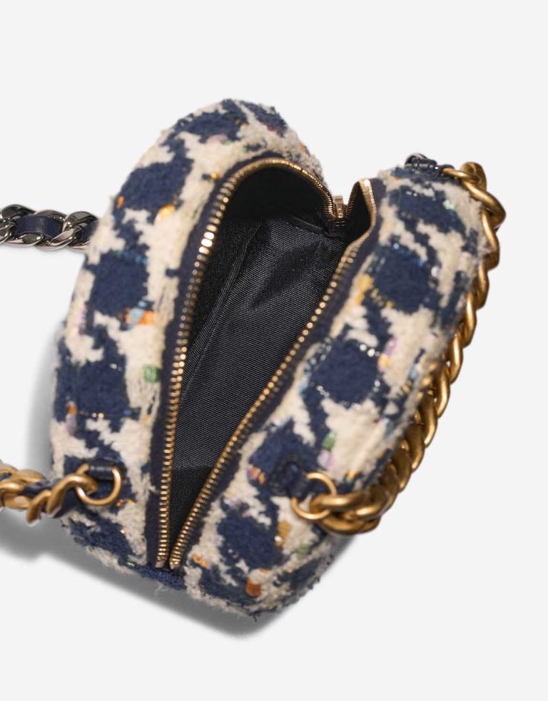 Chanel 19 Round Clutch Tweed White / Blue Inside | Sell your designer bag