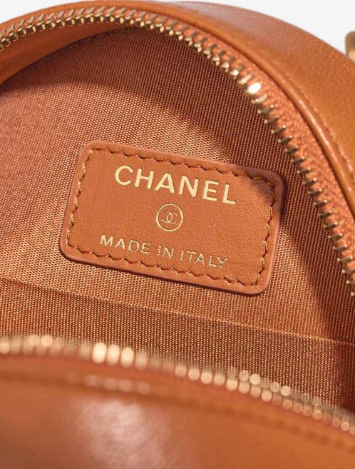 Chanel 19 Round Clutch Lamb Brown Logo | Sell your designer bag