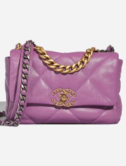 Chanel 19 Flap Bag Lamb Violet Front | Sell your designer bag