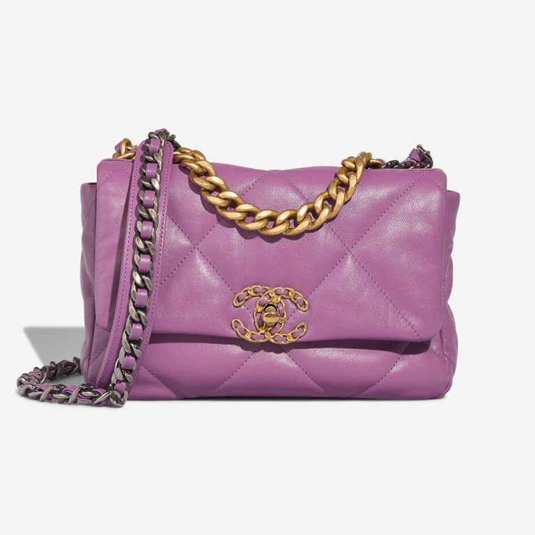 Chanel 19 Flap Bag Lamb Violet Front | Sell your designer bag
