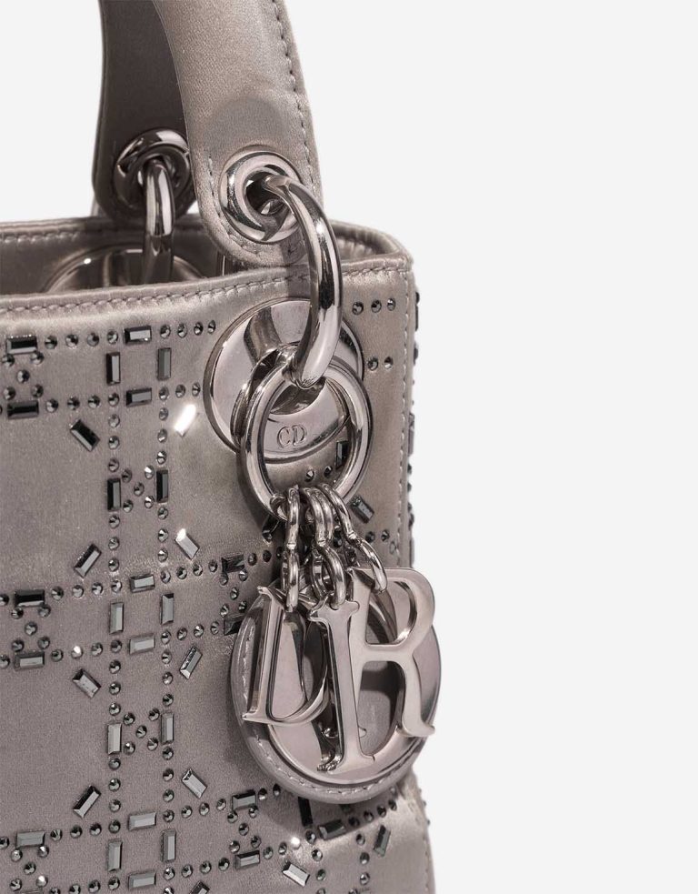 Dior Lady Mini Satin Taupe Silver Closing System | Sell your designer bag