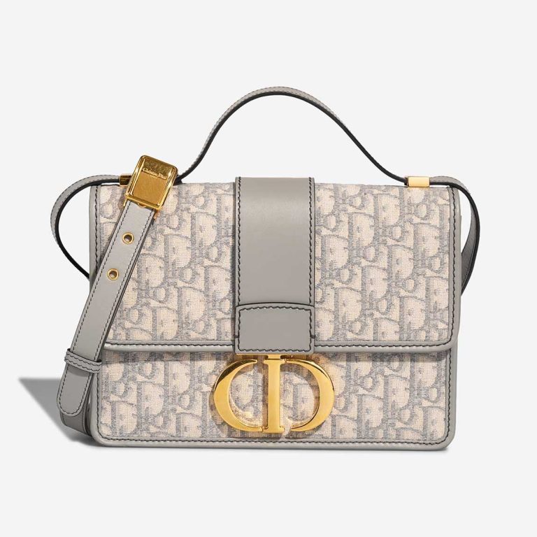 Dior 30 Montaigne Canvas / Calf Light Grey Front | Sell your designer bag