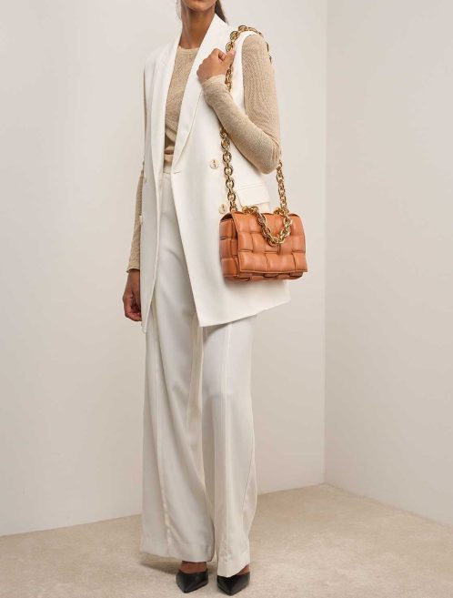 Bottega Veneta Cassette Lamb Brown on Model | Sell your designer bag