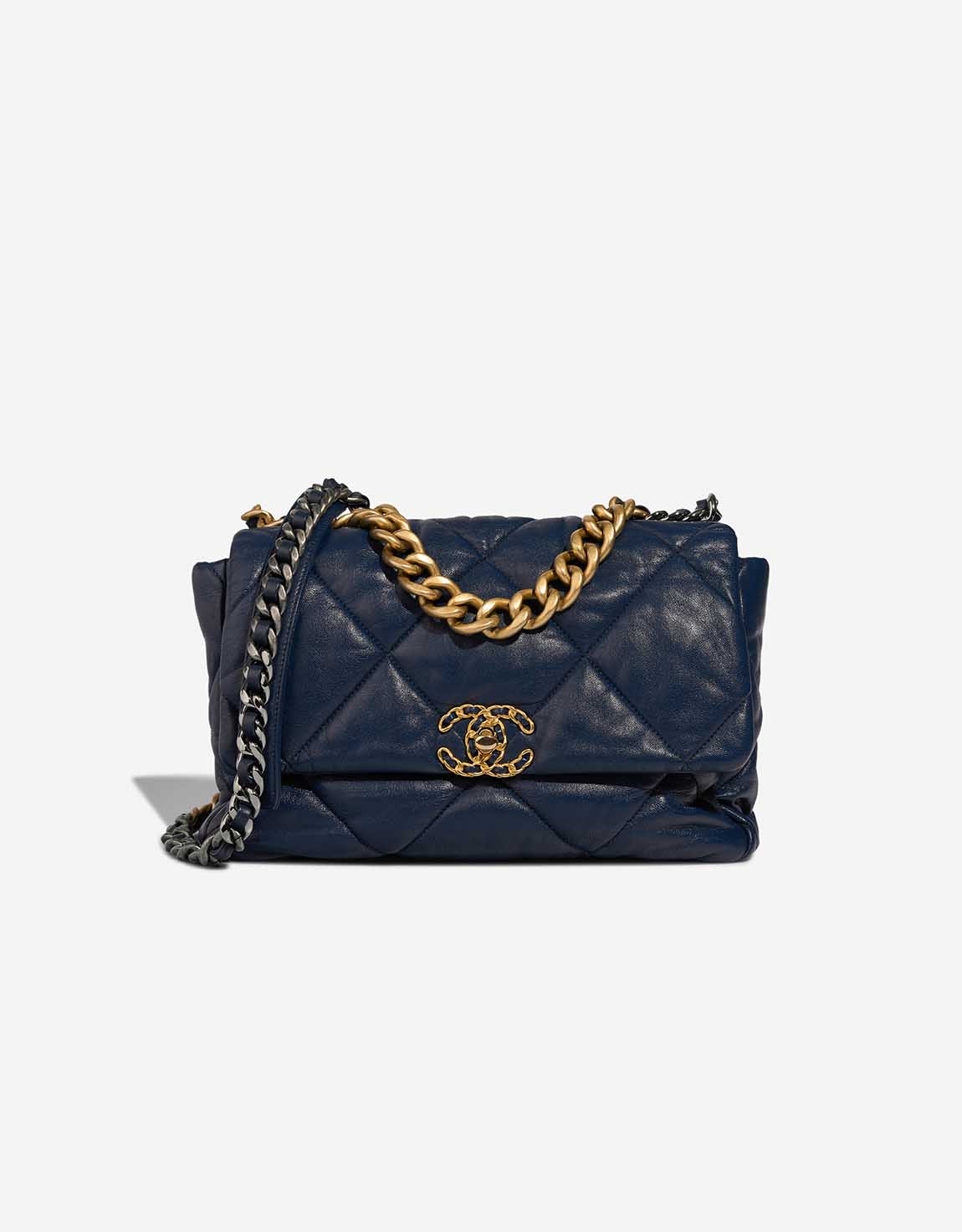 【美品】CHANEL19 ネイビー ラージ Chanel 19 Large Flap Bag Lamb Blue | SACLÀB