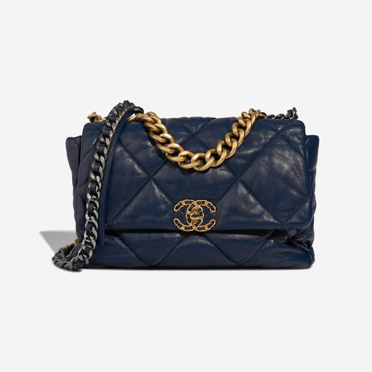 Chanel 19 Flap Bag Large Lamb Blue Front | Sell your designer bag