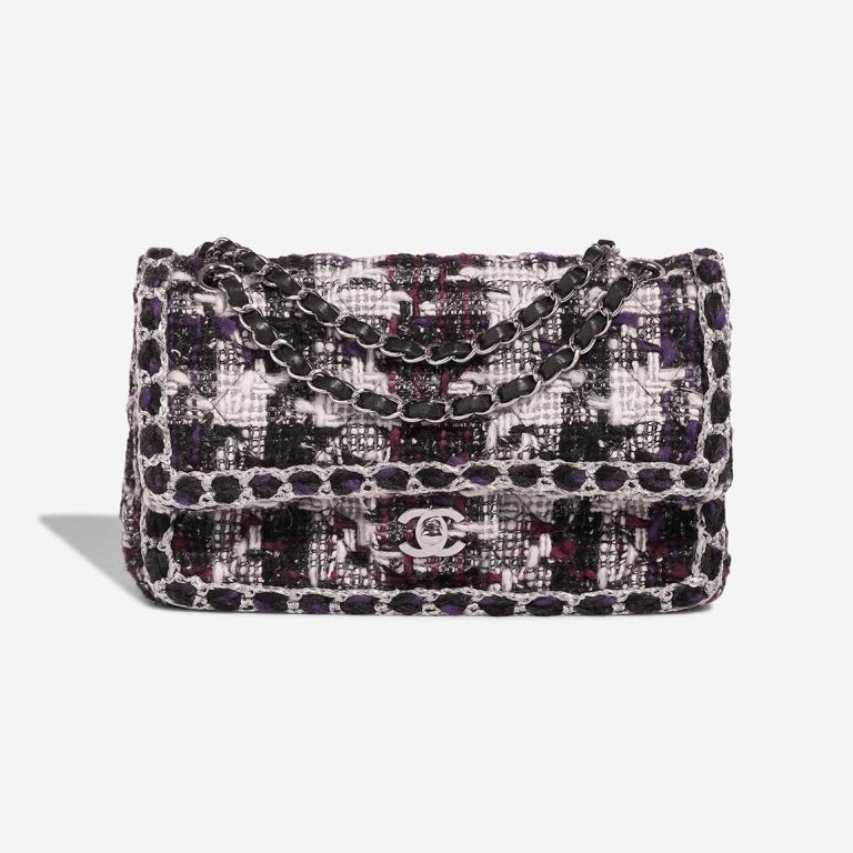Chanel Timeless Medium Tweed Black / White / Purple Front | Sell your designer bag