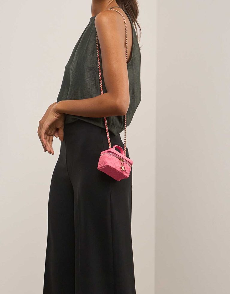 Chanel Vanity Micro Caviar Pink on Model | Sell your designer bag