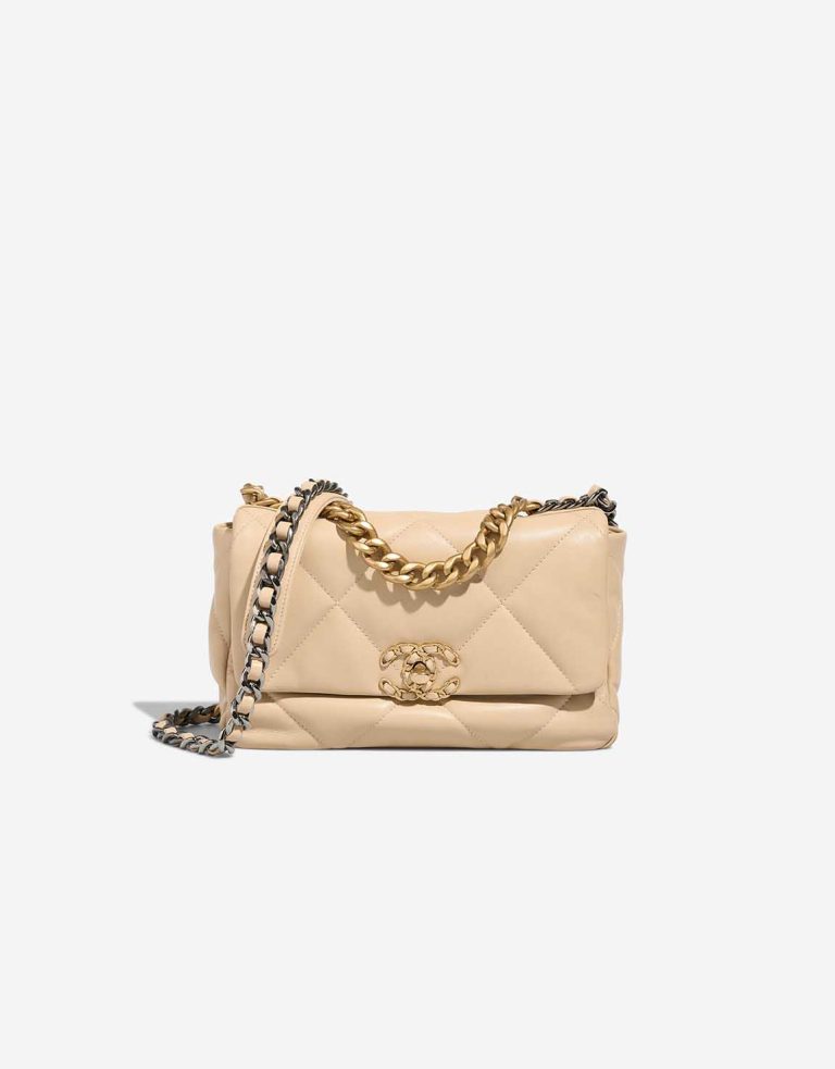 Chanel 19 Flap Bag Calf Beige Front | Sell your designer bag