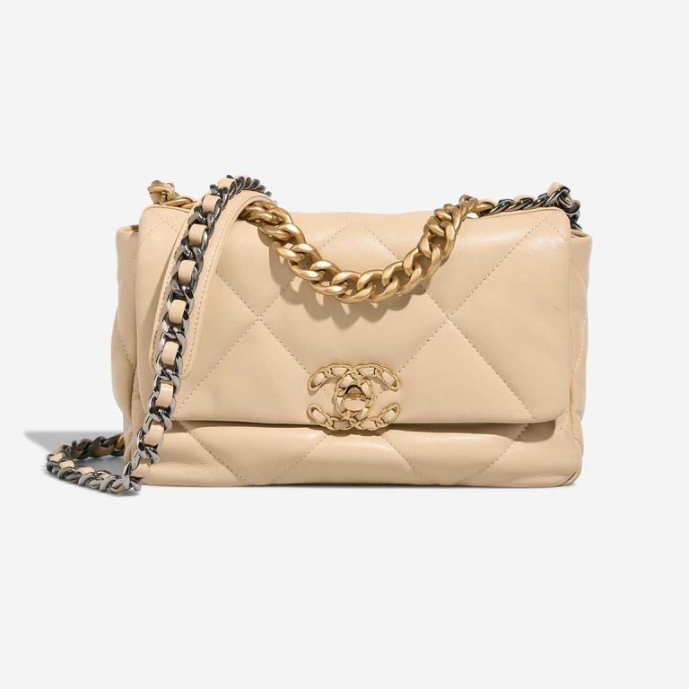 Chanel 19 Flap Bag Calf Beige Front | Sell your designer bag