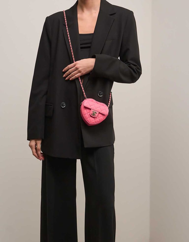 Chanel Timeless Heart Small Lamb Pink on Model | Sell your designer bag