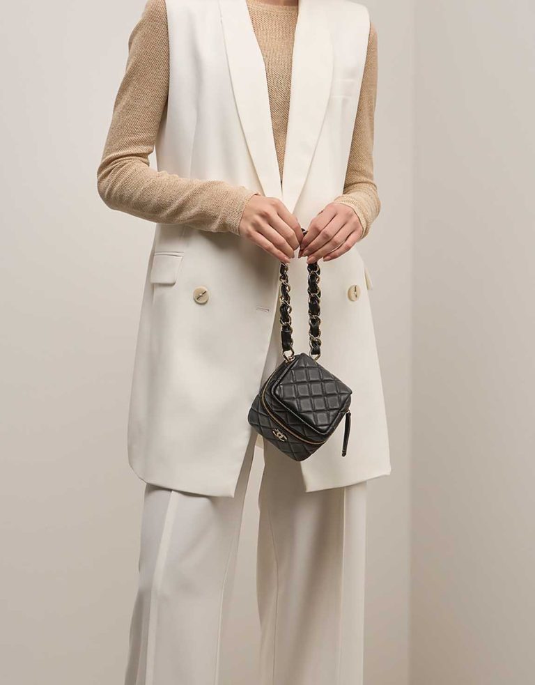Chanel Vanity Mini Lamb Black on Model | Sell your designer bag