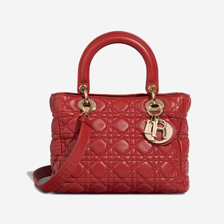 Dior Lady Medium Calf Red Front | Sell your designer bag