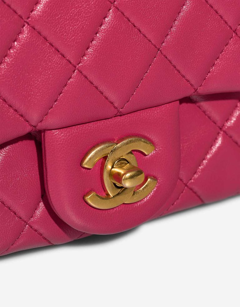 Chanel Timeless Mini Square Lamb Pink Closing System | Sell your designer bag