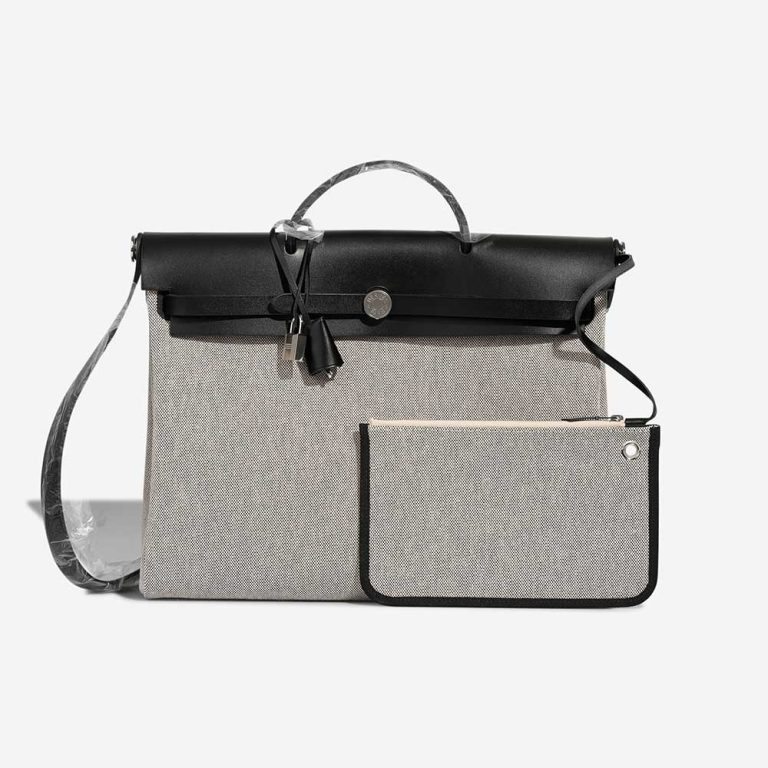 Hermès Herbag 39 Toile / Vache Hunter Black / Écru Front | Sell your designer bag