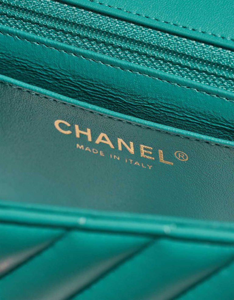 Chanel Timeless Mini Rectangular Lamb Turquoise Logo | Sell your designer bag