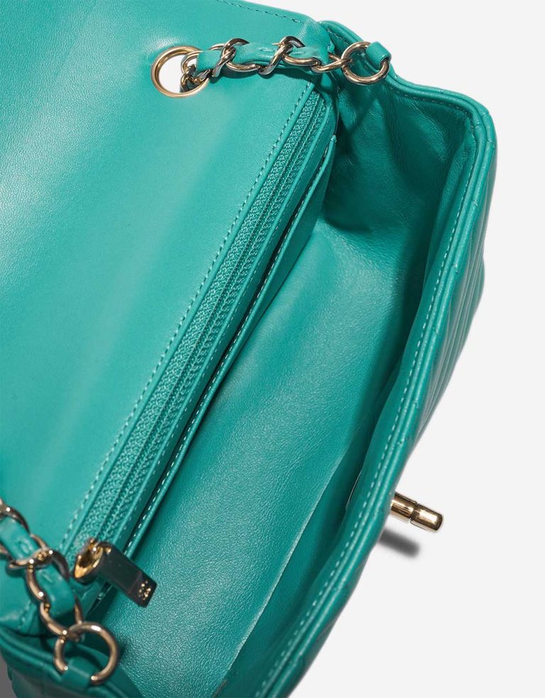 Chanel Timeless Mini Rectangular Lamb Turquoise Inside | Sell your designer bag