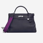 Hermès Kelly 40 Clémence Bleu Obscur / Anémone Front | Sell your designer bag