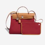Hermès Herbag 31 Vache Hunter / Toile Militaire Naturel / Rouge Grenat Front | Sell your designer bag
