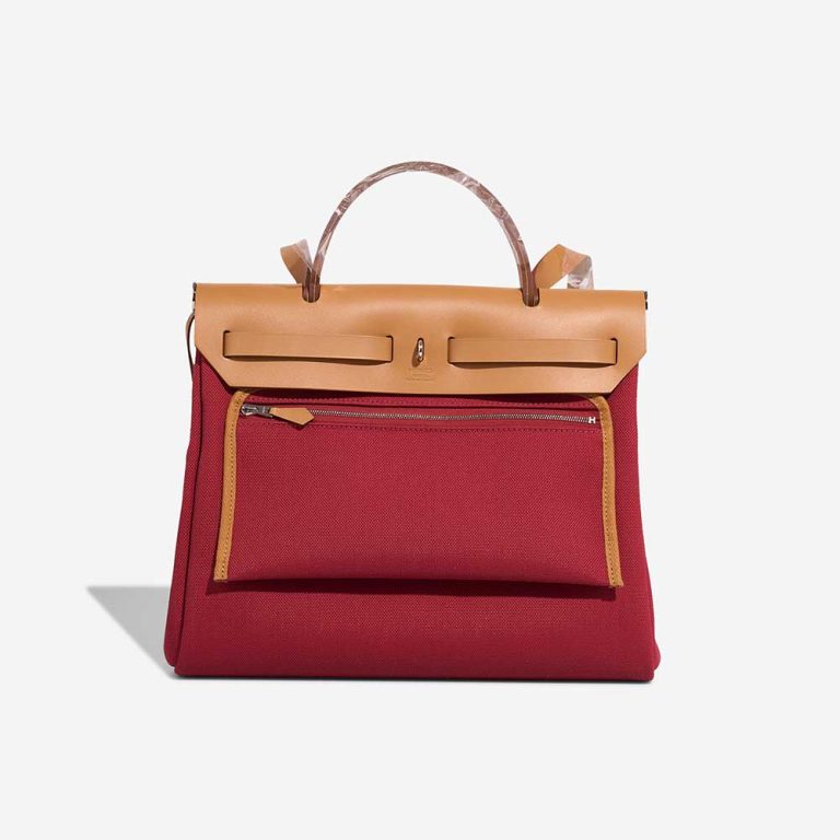Hermès Herbag 31 Vache Hunter / Toile Militaire Naturel / Rouge Grenat | Sell your designer bag