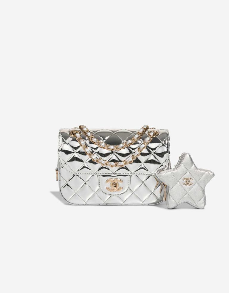 Chanel Timeless Small Patent Silver Front | Sell your designer bag