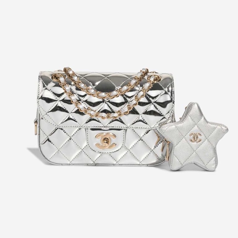Chanel Timeless Small Patent Silver Front | Sell your designer bag