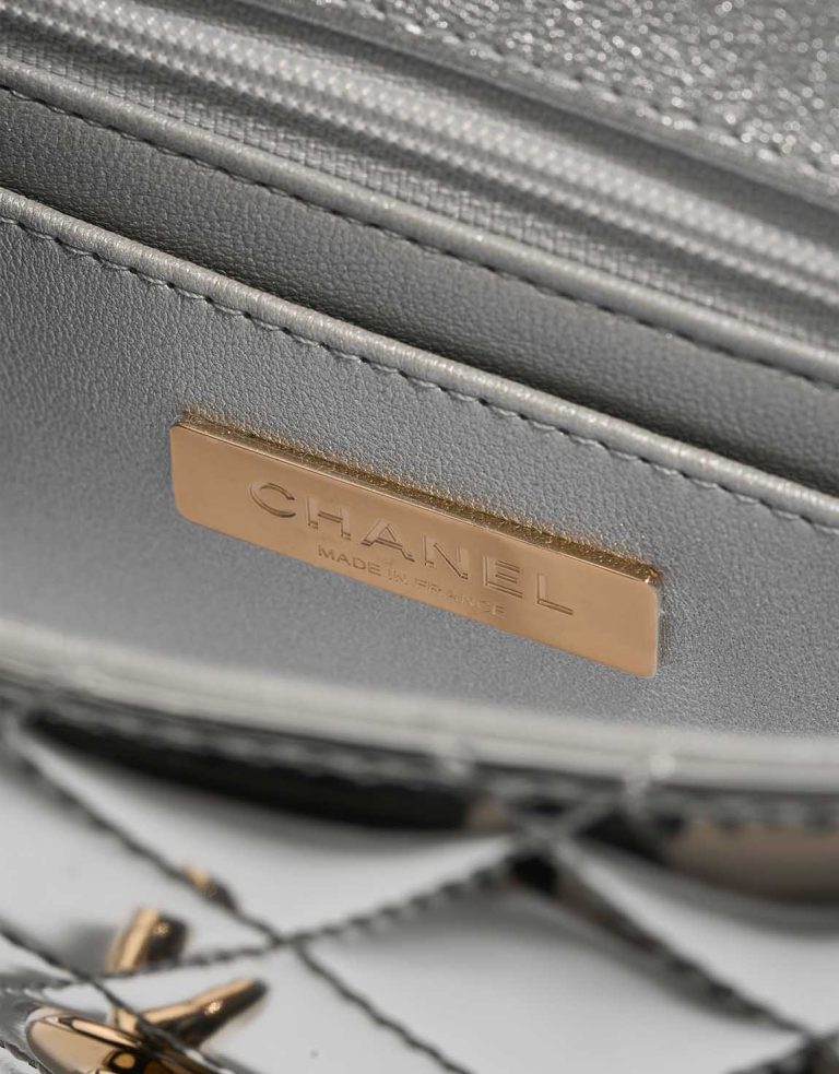 Chanel Timeless Small Patent Silver Logo | Sell your designer bag