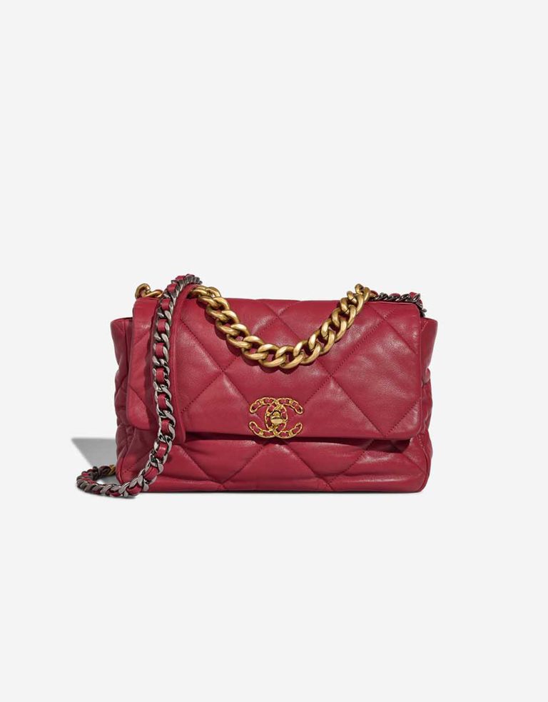 Pre-owned Chanel bag 19 Flap Bag Large Lamb Dark Red Red | Sell your designer bag on Saclab.com