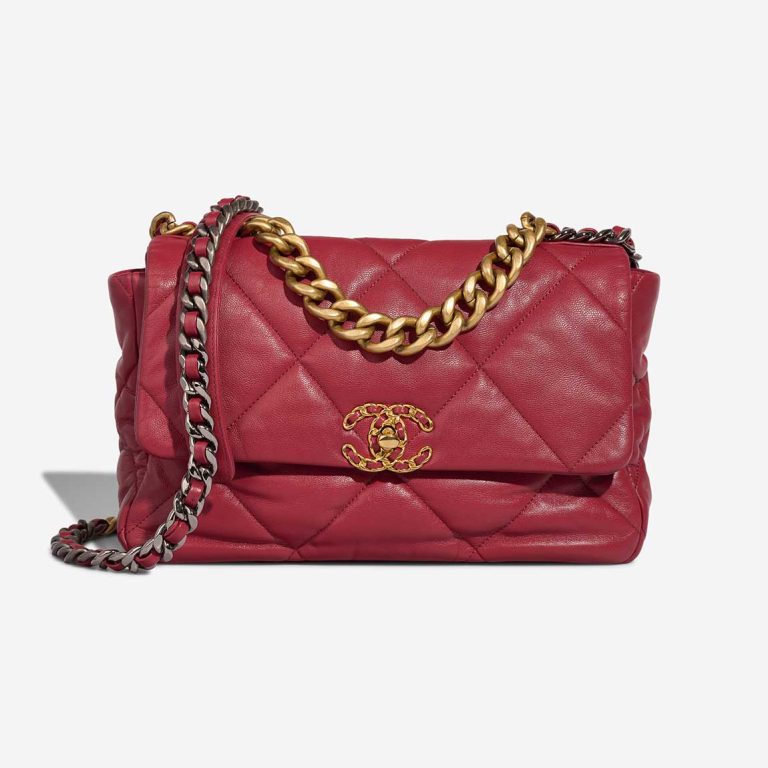 Chanel 19 Flap Bag Large Lamb Dark Red Front | Sell your designer bag