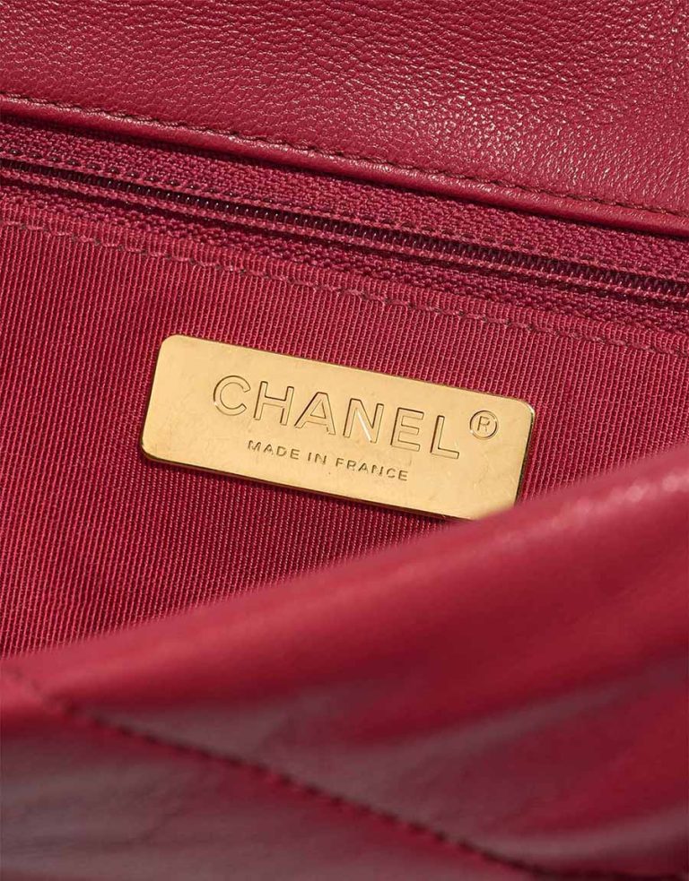 Chanel 19 Flap Bag Large Lamb Dark Red Logo | Sell your designer bag