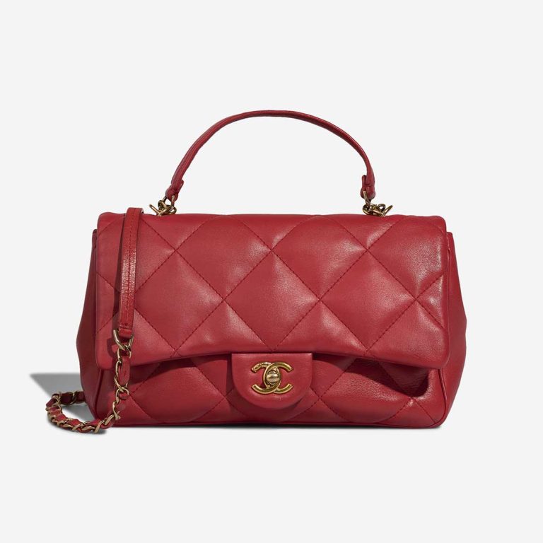 Chanel Timeless Flap Bag Small Lamb Red Front | Sell your designer bag