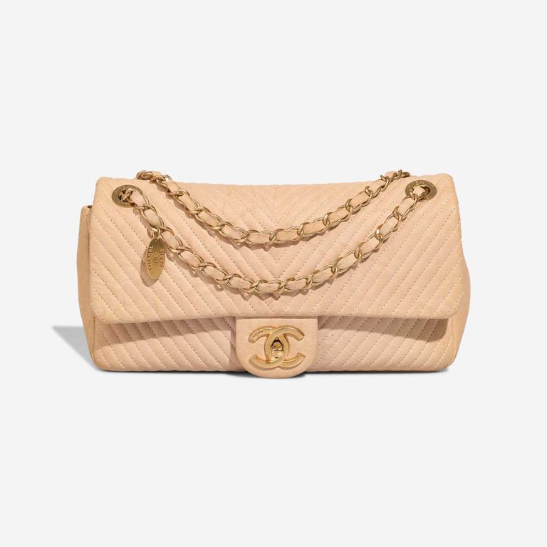 Chanel Timeless Medium Crinkled Calf Beige Front | Sell your designer bag
