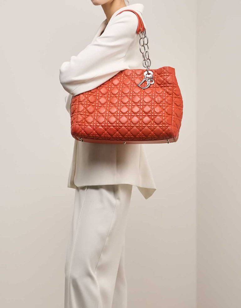 Dior Shopper Large Lamb Red on Model | Sell your designer bag
