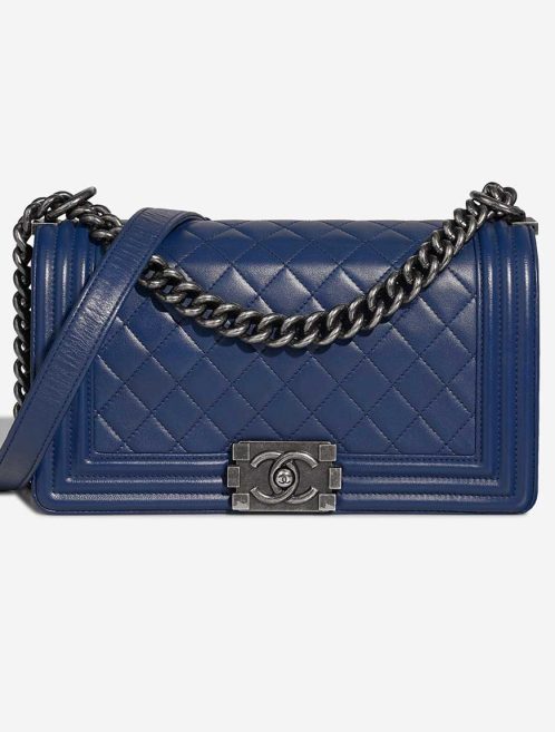 Chanel Boy Medium Lamb Blue Front | Sell your designer bag