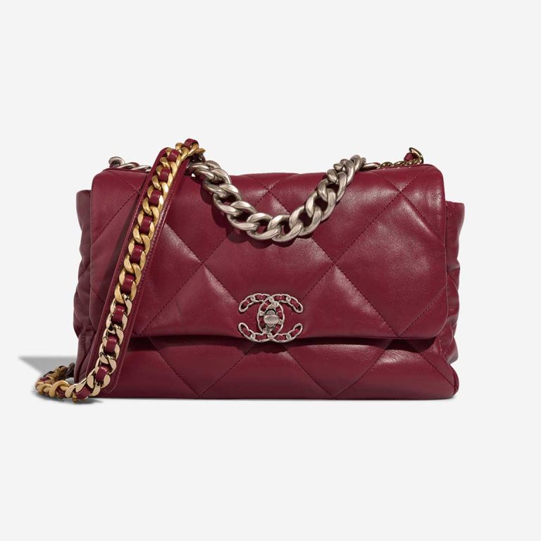 Chanel 19 Flap Bag Large Lamb Burgundy Front | Sell your designer bag