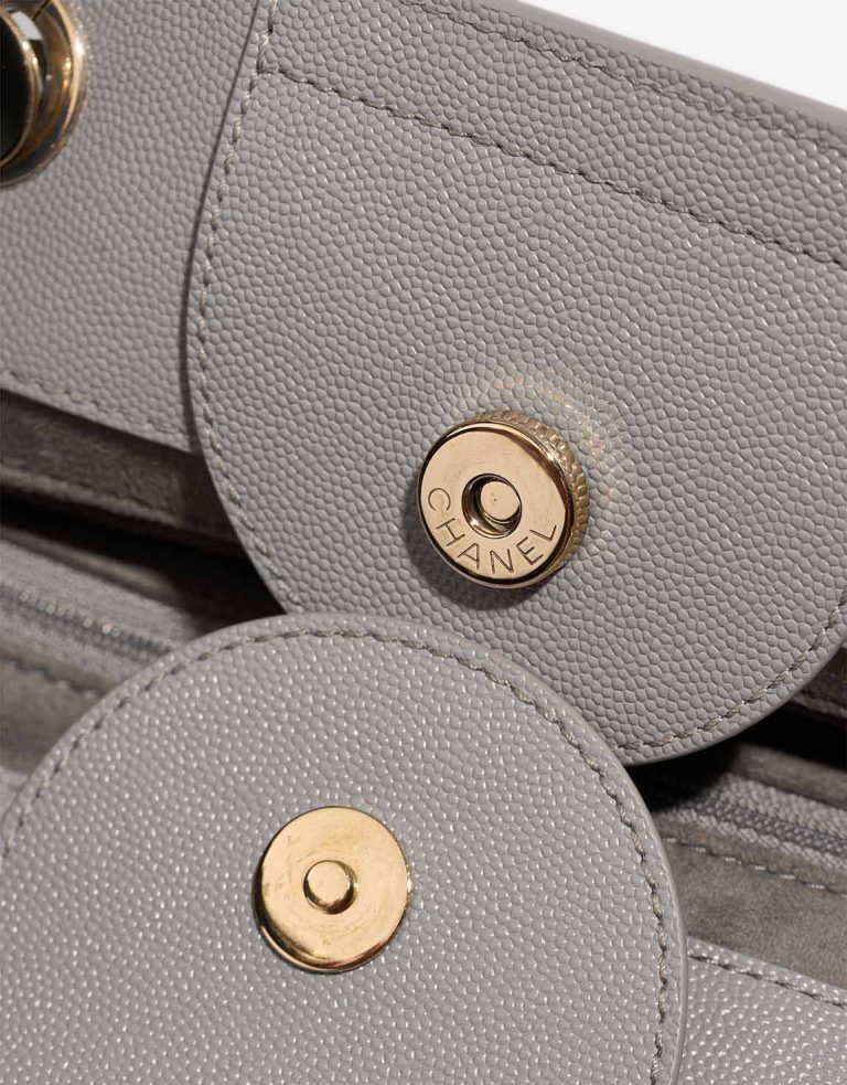 Chanel Deauville Medium Calf Grey Closing System | Sell your designer bag