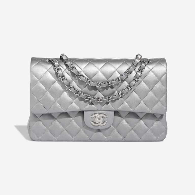 Chanel Timeless Medium Metallic Grey Front | Sell your designer bag