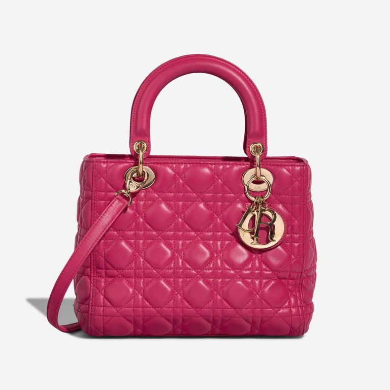 Dior Lady Medium Lambskin Pink Front | Sell your designer bag