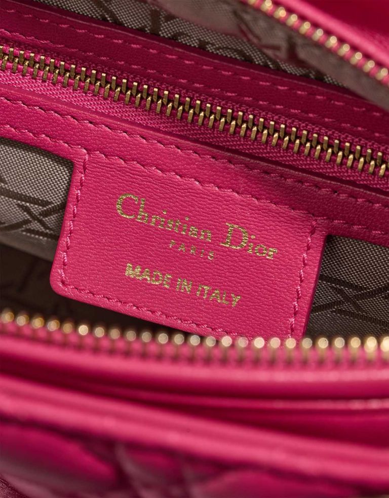 Dior Lady Medium Lambskin Pink Logo | Sell your designer bag