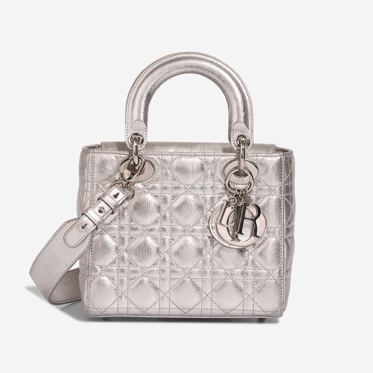 Dior Lady Small  Calfskin Silver Front | Sell your designer bag