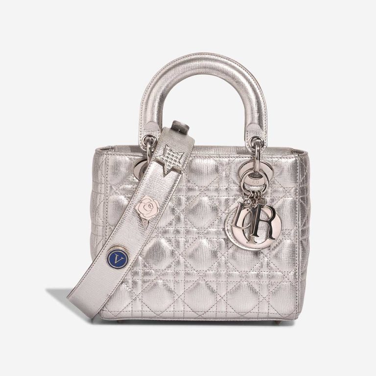 Dior Lady Small  Calfskin Silver Front | Sell your designer bag