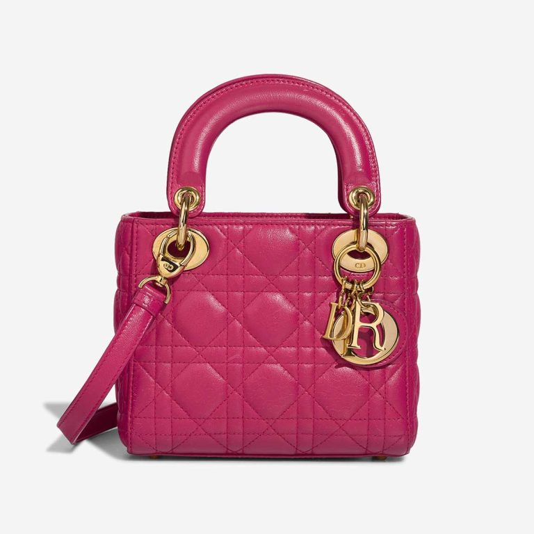 Dior Lady Mini Lamb Pink Front | Sell your designer bag