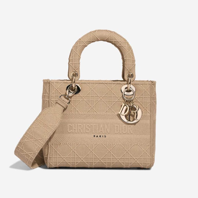 Dior Lady D-Lite Medium Canvas Beige Front | Sell your designer bag