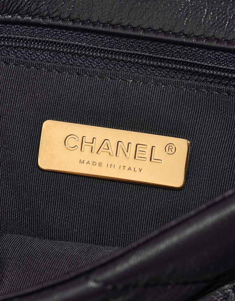 Chanel 19 Flap Bag Lamb Dark Blue Logo | Sell your designer bag