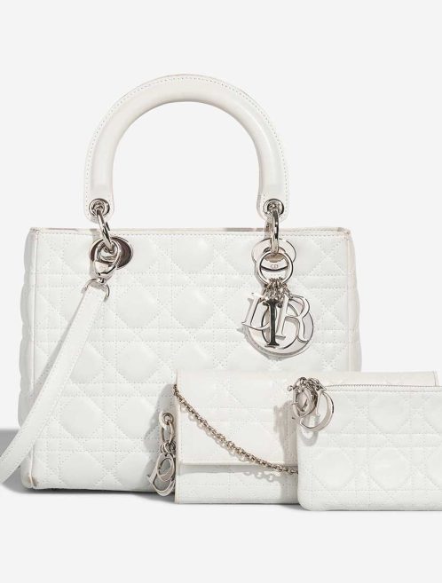 Dior Lady Medium Lamb White Front | Sell your designer bag
