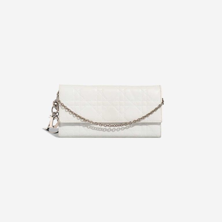 Dior Lady Medium Lamb White Front | Sell your designer bag