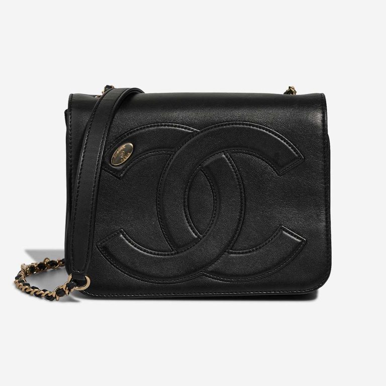 Chanel Mania Flap Bag Lamb / Denim Black Front | Sell your designer bag