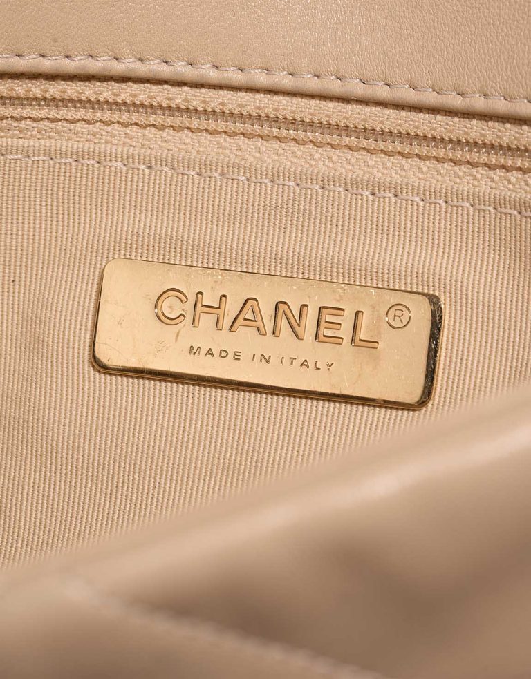 Chanel 19 Large Flap Bag Lamb Beige Logo | Sell your designer bag