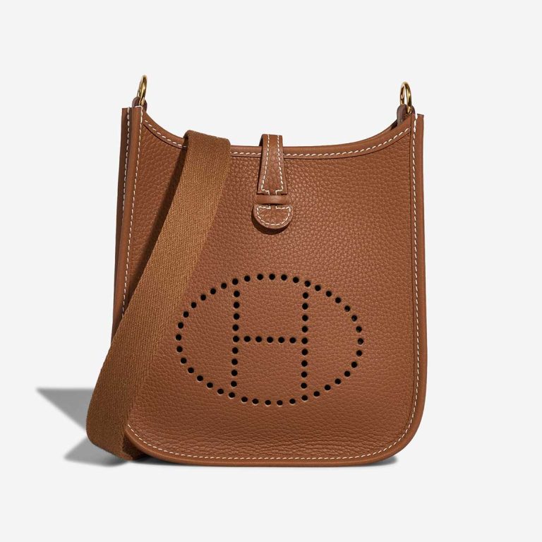 Hermès Evelyne 16 Taurillon Clémence Gold Front | Sell your designer bag